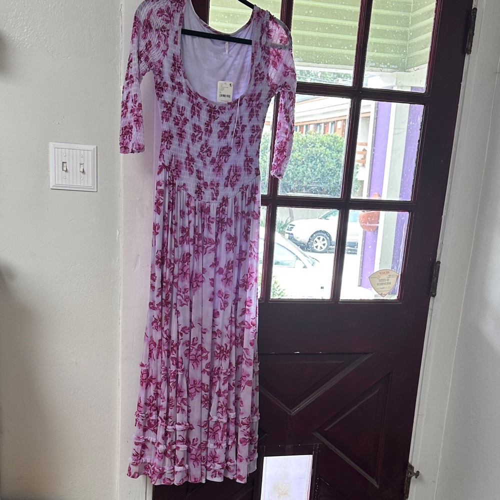 Free People Floral Purple and Pink Maxi Dress